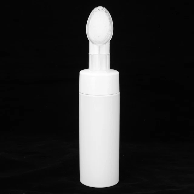 (100ML)Mousse Foam Bottle With Brush White Facial Cleanser Foam Bottle Silicone
