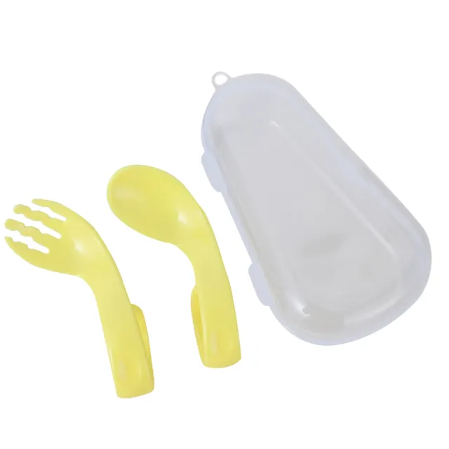 1 Set Baby Spoon Soft Texture Eco-friendly Short Handle Fork Spoon Set Eating