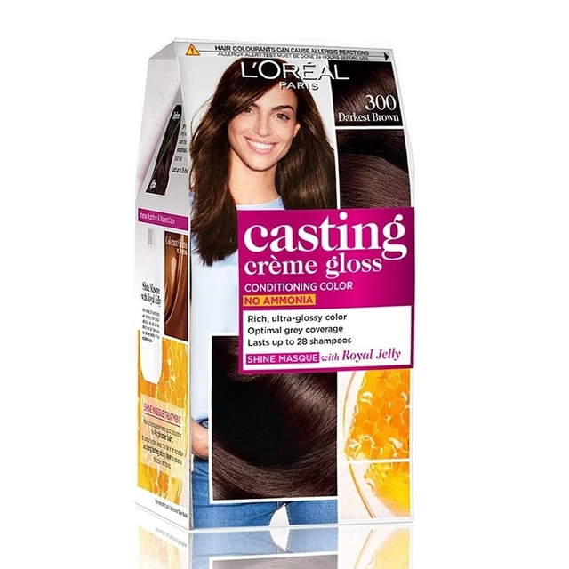 L'OREAL PARIS CASTING Creme Gloss Hair Color,400 Dark Brown with Makeup