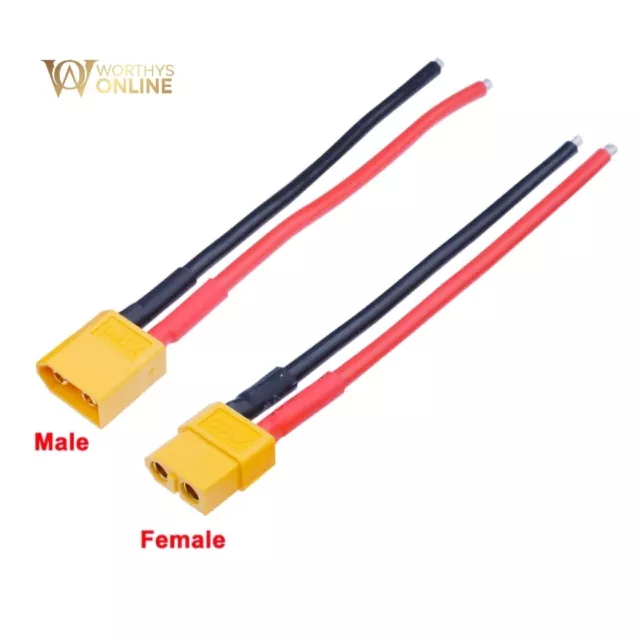 XT60 Male / Female Connector 10CM Silicone Wire Cable 14 AWG For Lipo RC