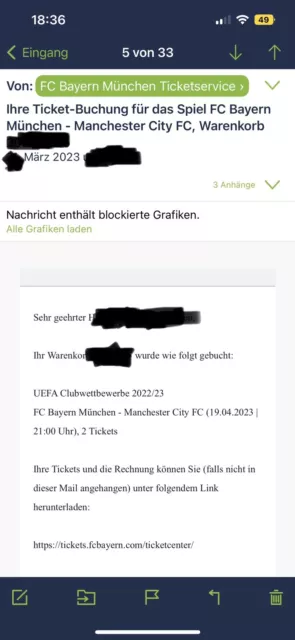 TAUSCHE 2 Tickets Bayern München - Manchester City gegen Kat.1 Bayern - Dortmund