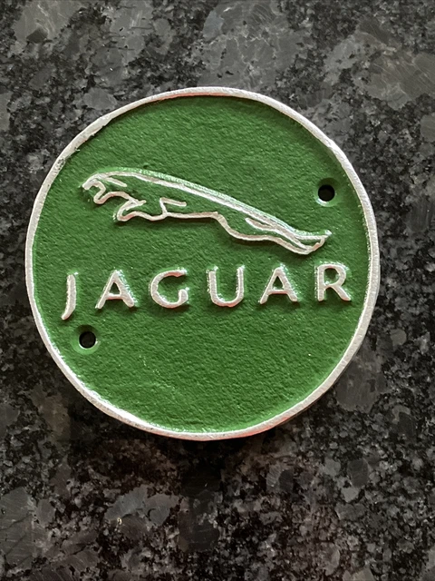 Round Jaguar Sign Repro 11cm Cast Iron  Garage Plaque Man Cave