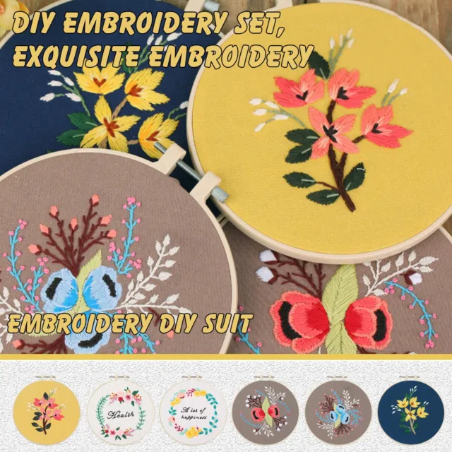 DIY Colourful Embroidery Kits Craft Beginner Needlepoint Hoop Cross Stitch Y