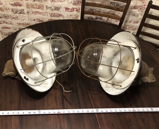 Vintage Gas Station Light Enamel Explosion Proof Industrial Sign Barn Vtg