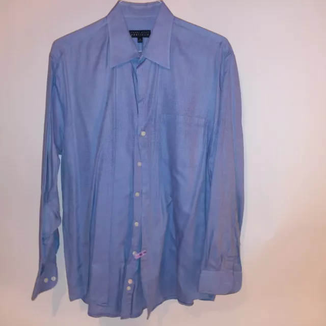 Perry Ellis Portfolio Men's Button up Shirt 16 34/35 Blue Long Sleeve