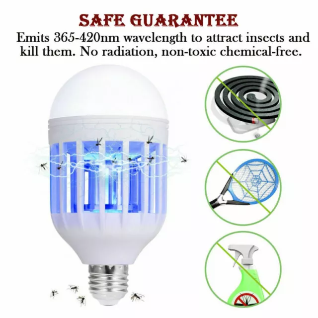 Electric Insect Killer Mosquito Fly Pest Bug Zapper Trap E27 LED Bulb Light Lamp