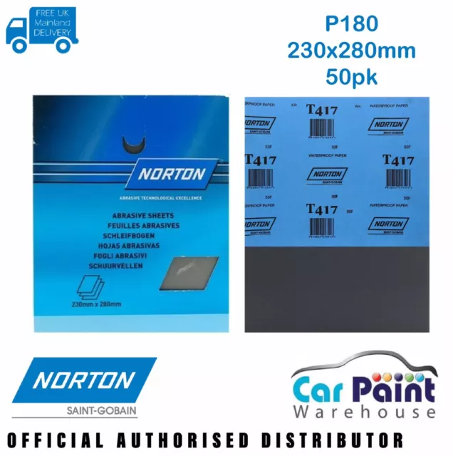 Norton P180 BLACK ICE Wet & Dry Sanding Sheets 50pk T417 Waterproof Paper