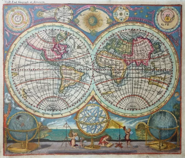 Weltkarte Worldmap Planisphaerum Terrarum Geograph Et Astronom Bernigeroth 1740