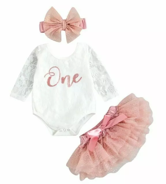 Mink Pink 1st Birthday Princess One Outfit Cake Smash Photoshoot Romper Tutu Set