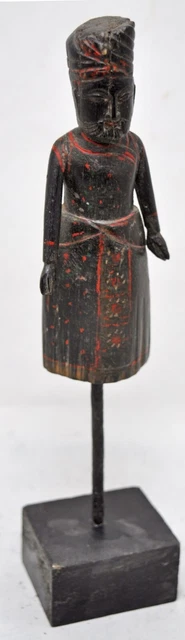 Antique Wooden Musician Man Figurine Original Old Hand Carved Painted