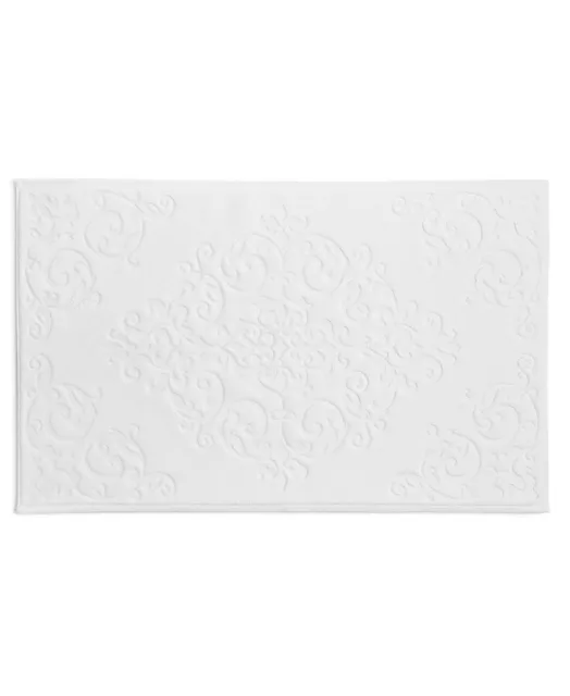 Hotel Collection Classic Textured Scroll Bath Rug, White, 22 x 36