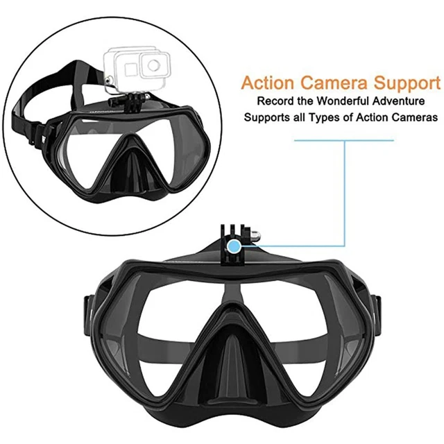 Máscara de buceo submarino con soporte para cámara para cámara gafas de natación para GoPro