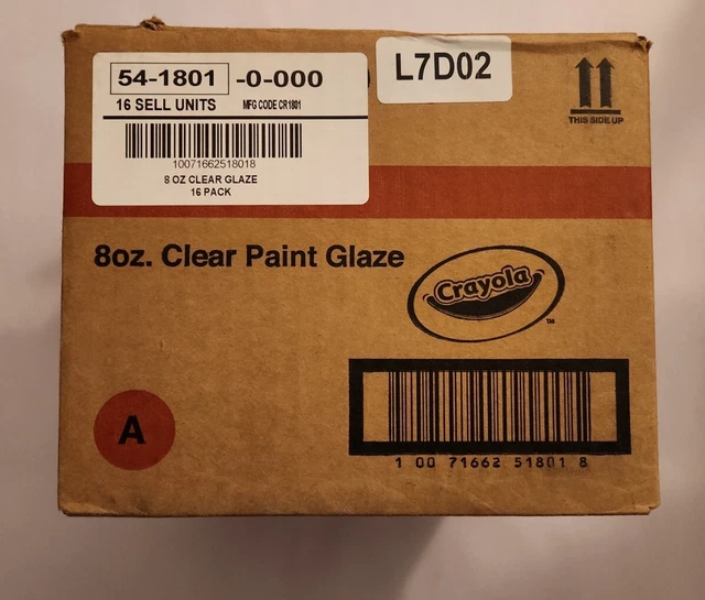 Estuche de 16 sellador de brillo transparente permanente no tóxico pintura Crayola 8 oz NUEVO