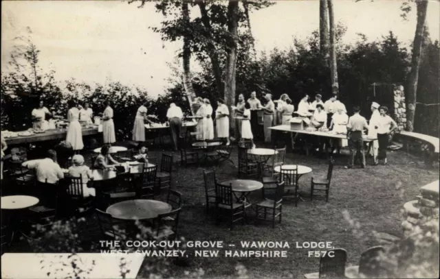 West Swanzey NH Wawona Lodge Cook Out Real Photo Postcard