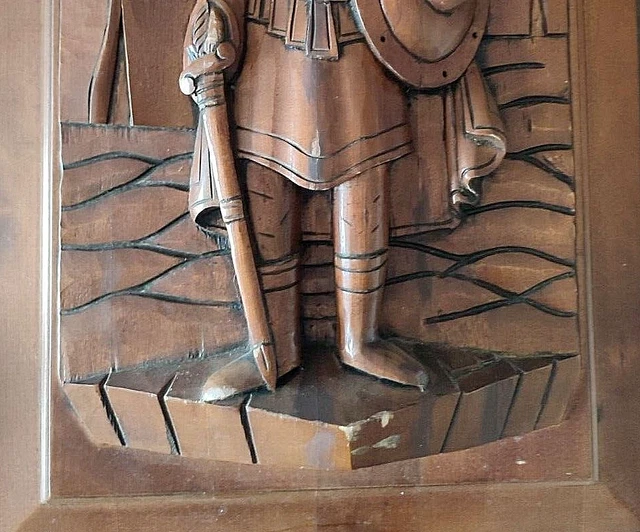23" French Antique Architectural  Gothic Soldier Knight Sword Panel Door Solid 3