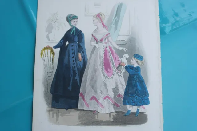 sehr alte orig. Mode Lithographie Journal des Demoiselles März  1868 selten 2