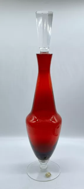 Vintage Bohemia Ruby Red Cut Decanter With Stopper Wine glass bottle