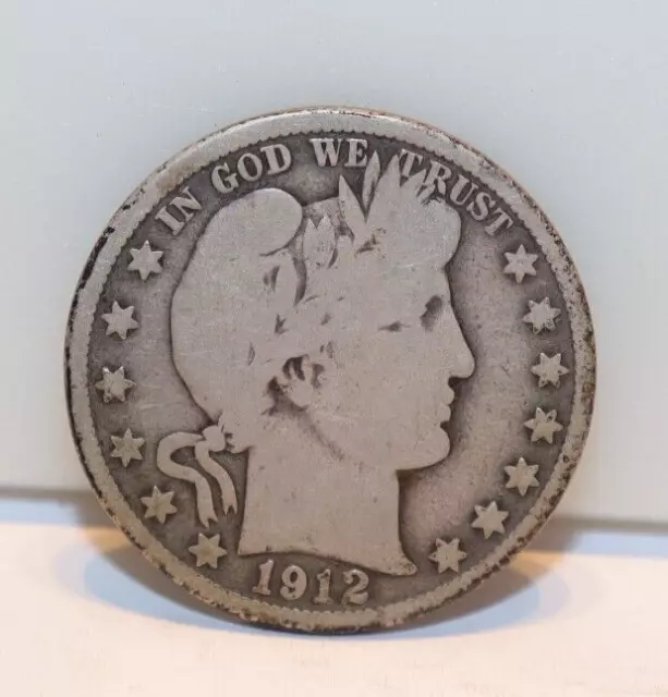 1912 D US Barber Silver Half 50c G+