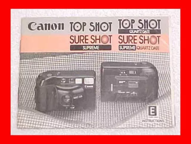 Canon Top Shot Sure Shot 35Mm Camera Owners Manual Booklet