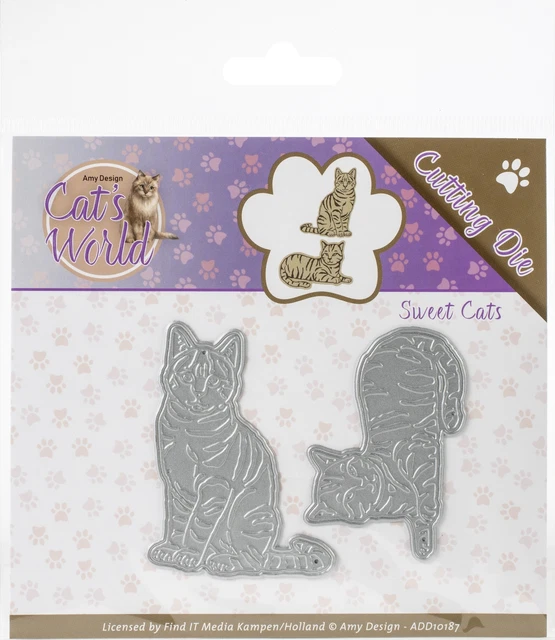 Paquete de 2 Find It Trading Amy Design Cat's World Die-Sweet Cats -ADD10187