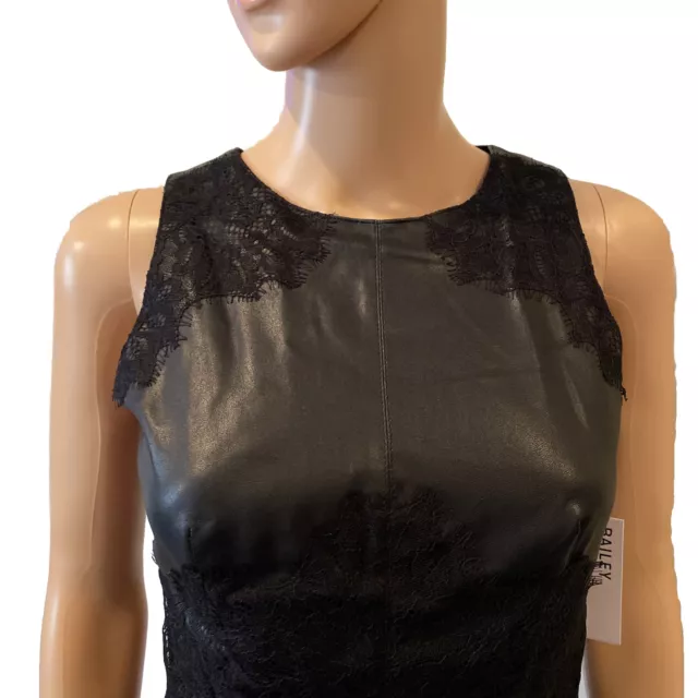 BAILEY 44 “Kelly” Vegan Leather Lace Top Black Sz Small NWT $194 3