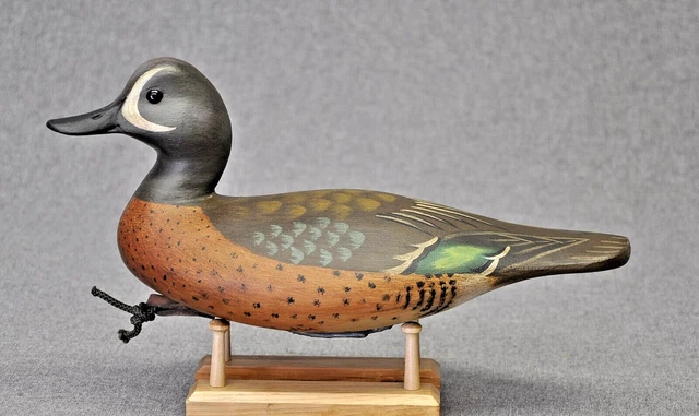 BLUE WINGED-TEAL DRAKE duck decoy OP by Darkfeather Freedman