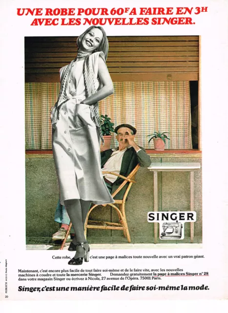 publicité advertisiig  1975   SINGER  la   machine à coudre