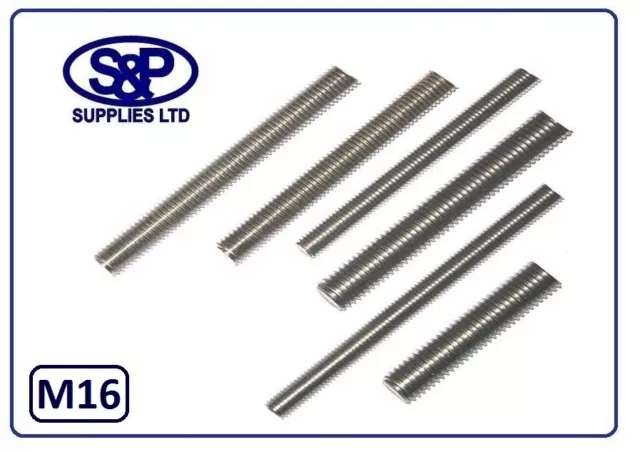 16Mm / M16 Stainless Steel Studding, Stud Threaded Bar Allthread 100Mm To 350Mm