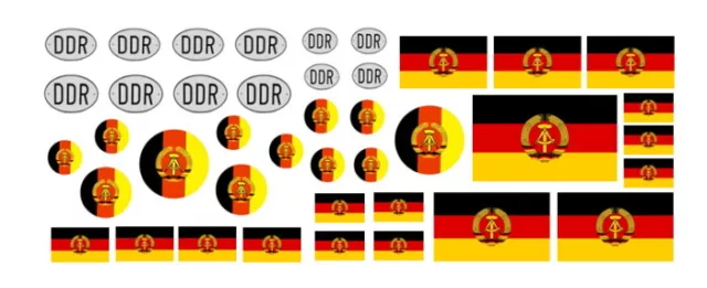 NVA DDR Flagge Fahne Modellbau-Aufkleber-Set Sticker Decal 1:24 -1:25 LKW Panzer
