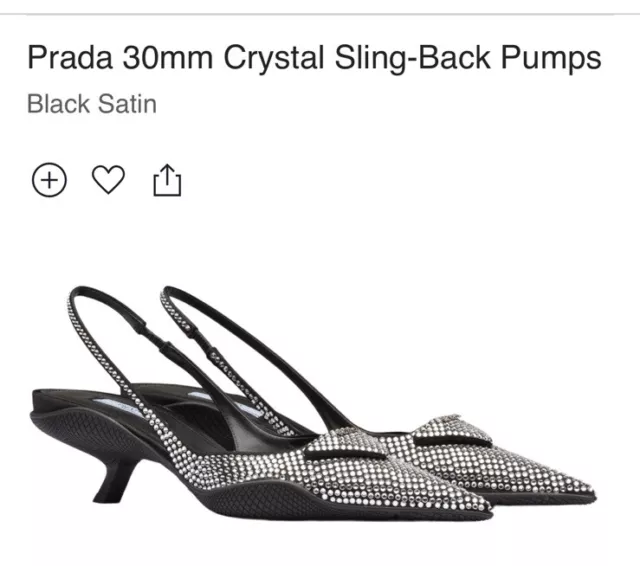 Prada Milano 30mm Crystal Sling Back Pumps New Size 37.5 Made In 🇮🇹