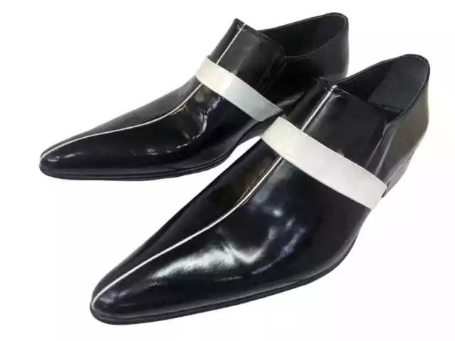Chelsy Italien Designer Chaussures pour Hommes Main Vernis Cuir Slipper Noir