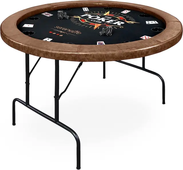 Serenelife Rounded Casino Poker Game Furnished with Cushioned Rail with 8 Drink
