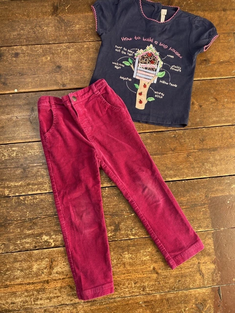 JoJo Maman Bebe Girls Bundle Age 3-4 Years Corduroy Jeans Bug House Tshirt