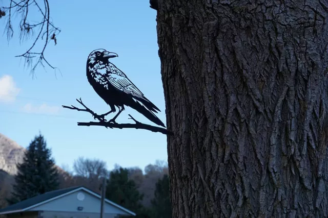 Raven Decoration | Garden Art | Backyard Art | Tree Art | Silhouette Art