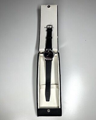 MOVADO Swiss Museum Classic Black Dial Women's Silver PVD Slim Leather Watch