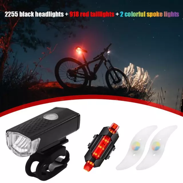 Bicycle Front Tail Lamp Wheel Spoke Lights Set MTB Road Bike Cycling Accessory