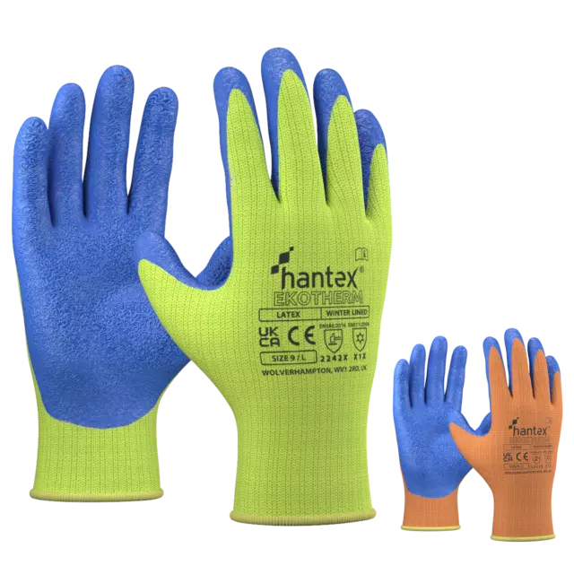 Gants Thermiques Haute Visibilité EKOTHERM Latex Revêtu Isolé Froid Hiver HANTEX