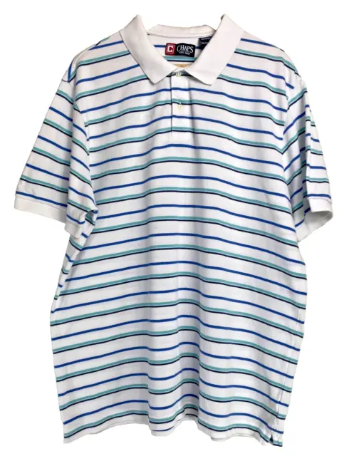 Ralph Lauren Chaps Mens Cotton Short Sleeve Striped Polo Shirt Size 2XL