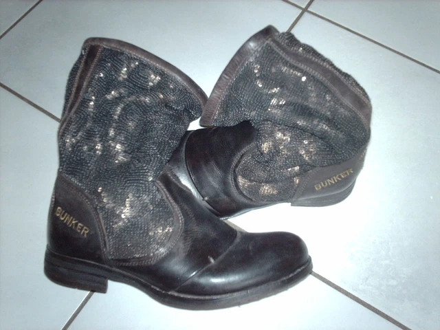 Bottines BUNKER cuir marron mordoré Pointure 36