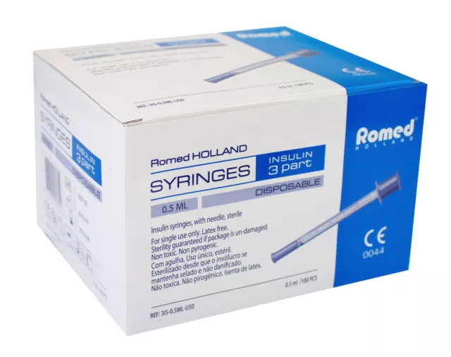 Romed Insulinspritzen U 50, steril, 100 Stück, MHD Juni 2024, 50 IE auf 0,5 ml