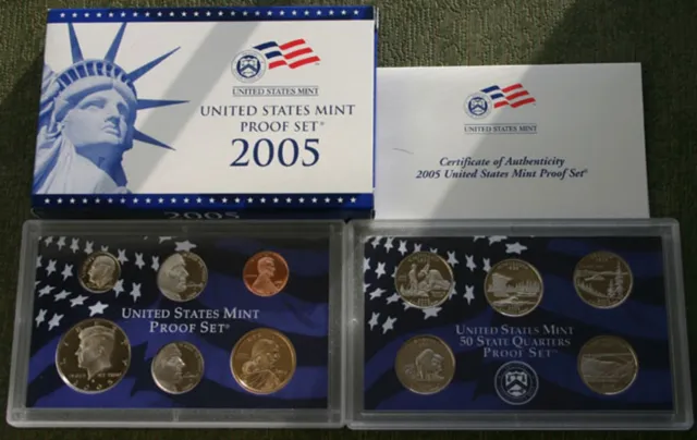 2005 S US Mint 11 Coin Annual Proof Set Coins Box COA + Westward Journey Nickels