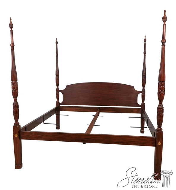 59995EC: HENKEL HARRIS King Size Mahogany Rice Carved Bed 59995EC: HENKEL HARRIS King Size Mahogany Rice Carved Bed