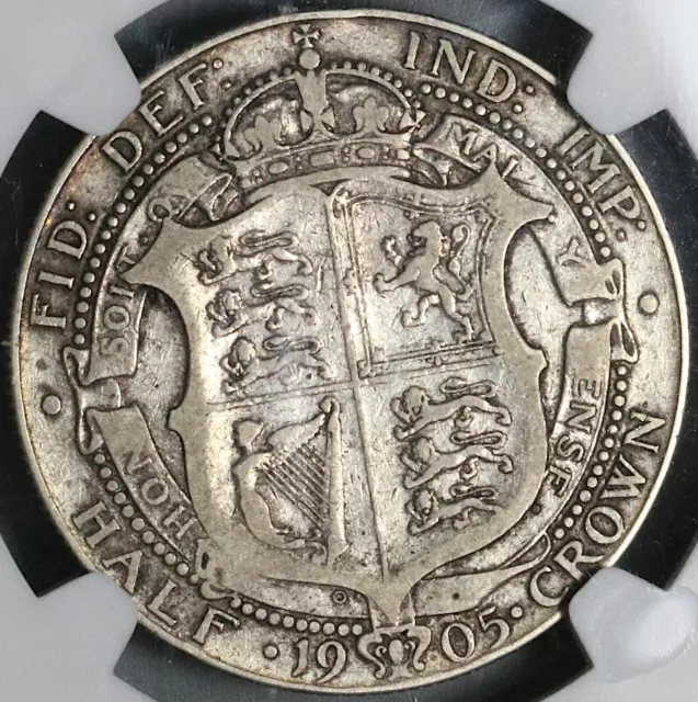 1905 NGC F 12 Edward VII 1/2 Crown Great Britain Key 166k Silver Coin (22122502D