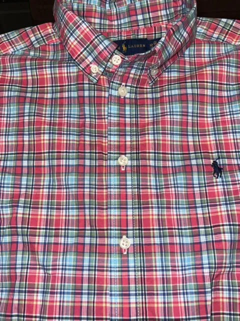 ralph lauren boys size Large, 14-16 plaid long sleeve button-up shirt