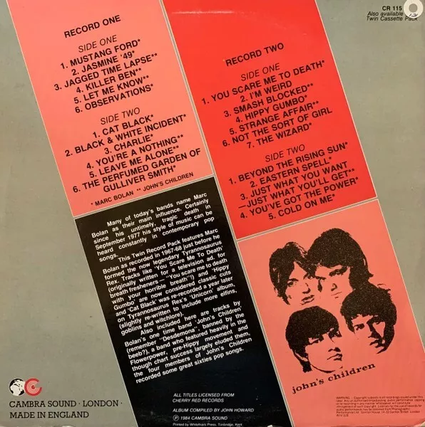 Marc Bolan and Johns Children - Beyond The Rising Sun - CR 115 Vinyl 12" Stereo 2