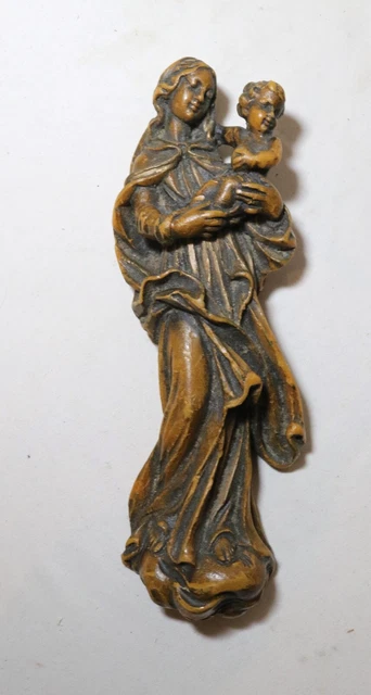 rare antique handmade religious Virgin Mary Jesus wax wall sculpture statue