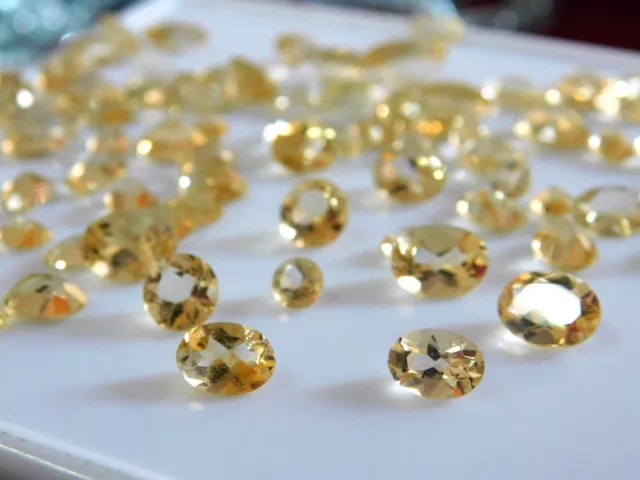 50 Carats Calibré en Gros Lot 50 Pièces Naturel à Facettes Citrine Jaune Gemmes