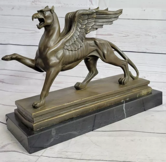 Kunst Von Roche Griffin Bronze Marmor Skulptur Statue Kunst Deko Mystisch Figur