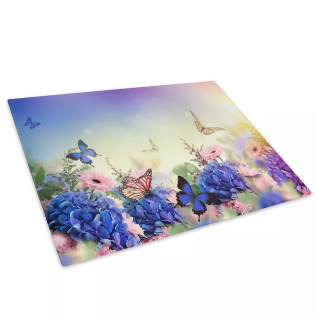 Butterfly Blue Pink Red Glass Chopping Board Kitchen Worktop Saver Protector