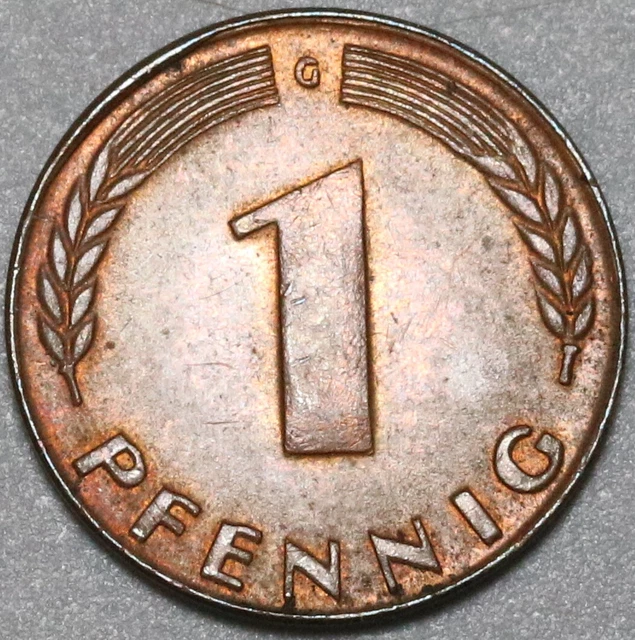 1948-G Germany 1 Pfennig UNC Key Date Federal Republic Karlsruhe Coin (19111501R